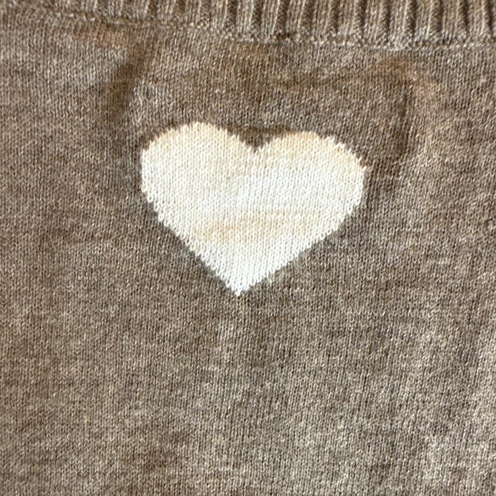 Old Navy Womens Sweater Large Brown Pullover Scoop Neck Heart Lightweight Casual - Picture 5 of 10